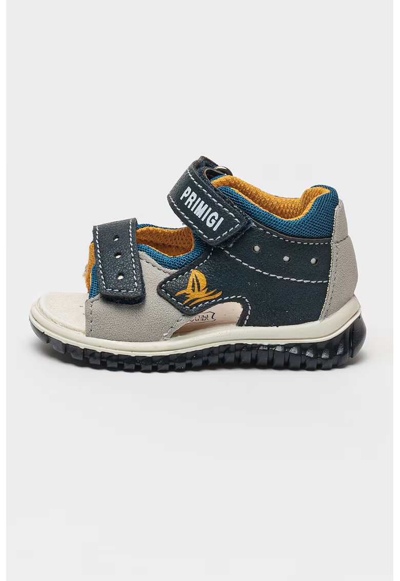 Primigi Sandale din piele ecologica cu logo si velcro - Albastru ultramarin/Albastru royal