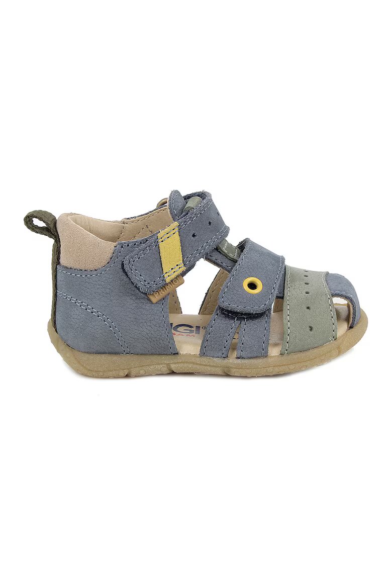 Primigi Sandale din piele intoarsa cu inchidere velcro - Albastru prafuit/Galben pai/Verde sparanghel