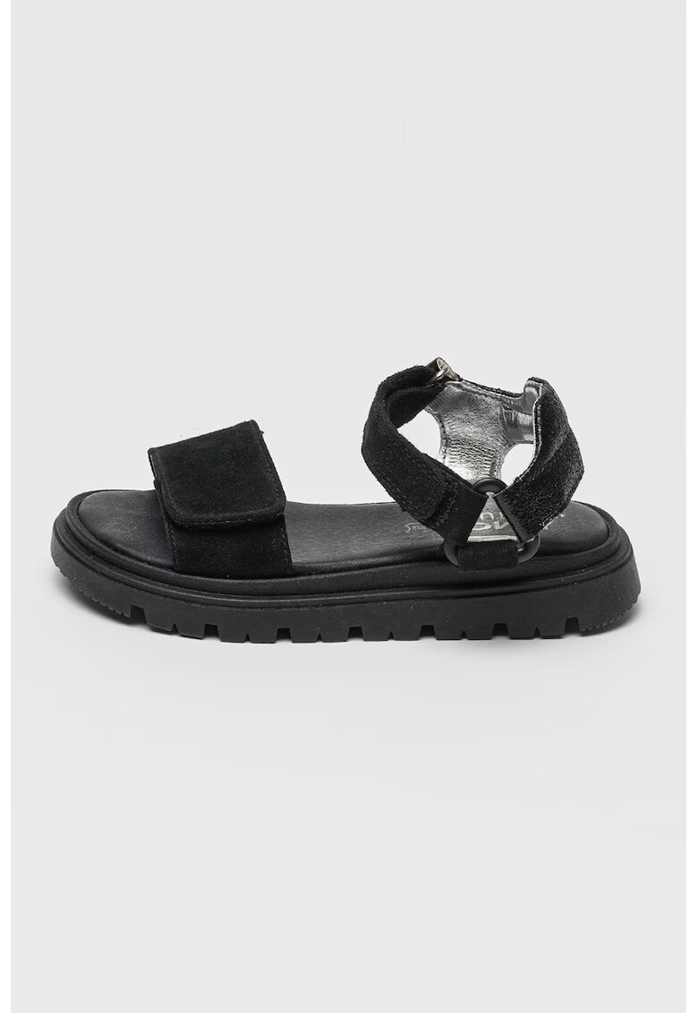 Primigi Sandale din piele intoarsa cu velcro - Negru stins