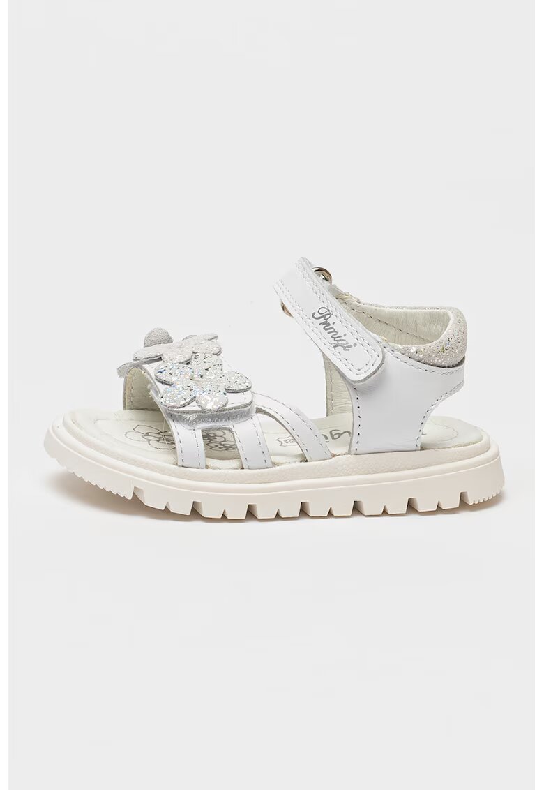 Primigi Sandale flatform din piele - Alb optic/Argintiu