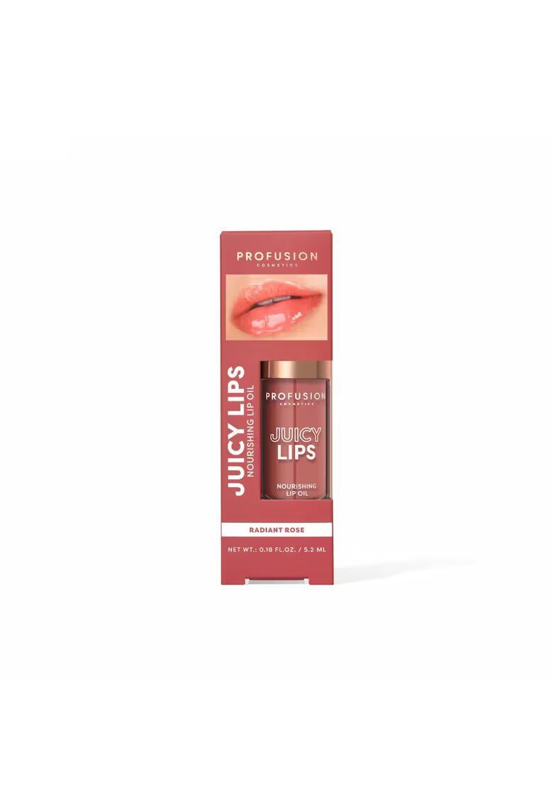 Profusion Cosmetics Ulei de buze hranitor si colorat Juicy Lips Tint - nuanta Radiant Rose - 5.2 ml