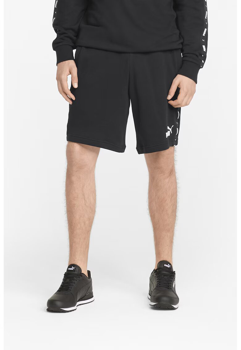 Puma Bermude cu benzi laterale cu logo Essentials - Negru