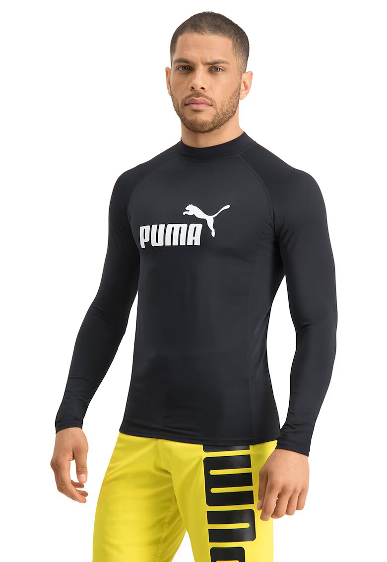 Puma Bluza de baie cu imprimeu logo - Alb/Negru