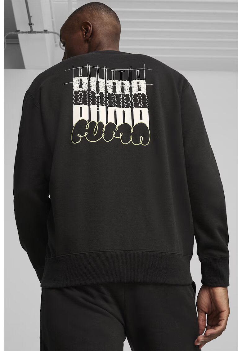 Puma Bluza de trening cu decolteu la baza gatului Classics Brand Love - Alb/Negru