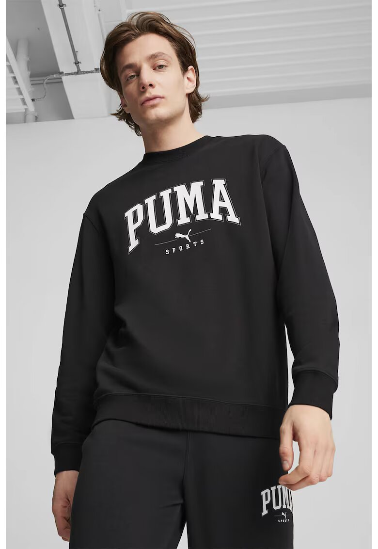 Puma Bluza de trening cu decolteu la baza gatului si imprimeu logo - Alb/Negru