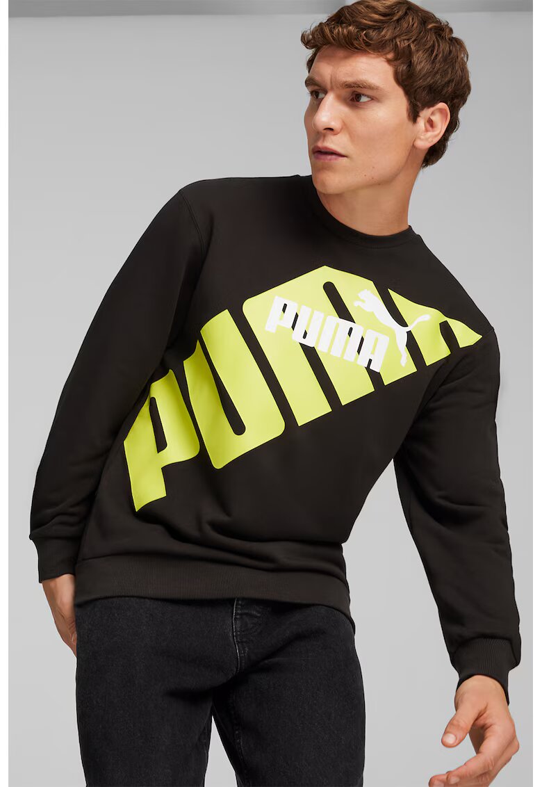 Puma Bluza de trening cu imprimeu logo Power - Negru/Verde lime