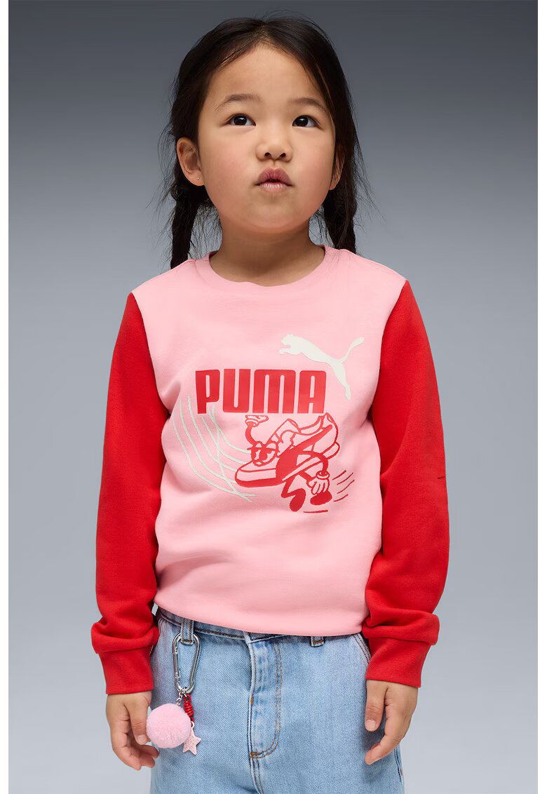 Puma Bluza de trening cu imprimeu pe partea din fata - Rosu/Roz