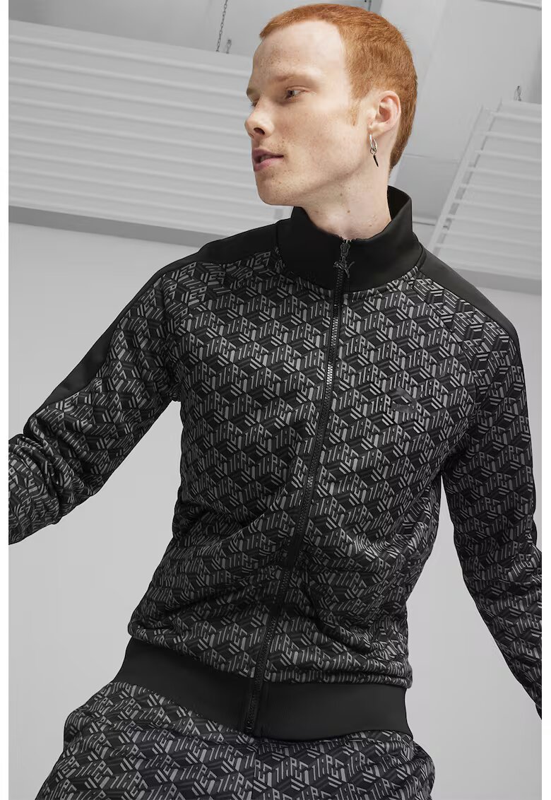 Puma Bluza de trening cu imprimeu si fermoar - Negru/Gri