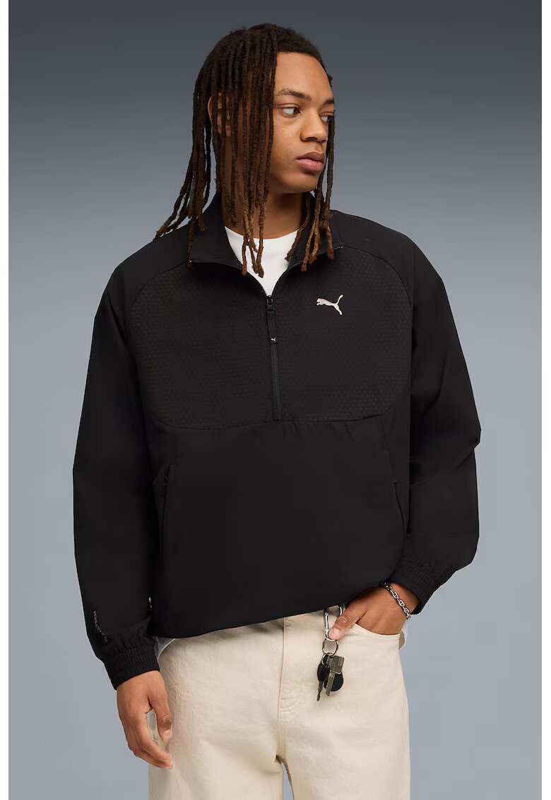 Puma Bluza de trening relaxed-fit cu fenta cu fermoar TECH - Negru