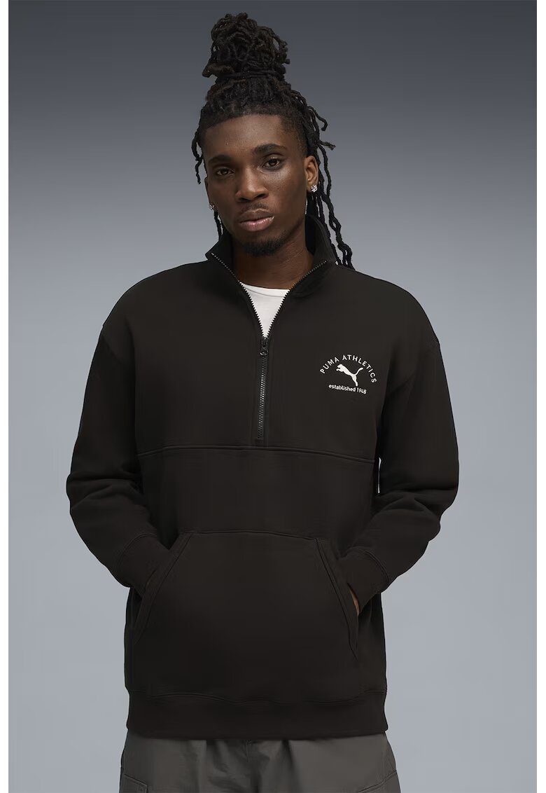 Puma Bluza din amestec de bumbac cu logo - Negru