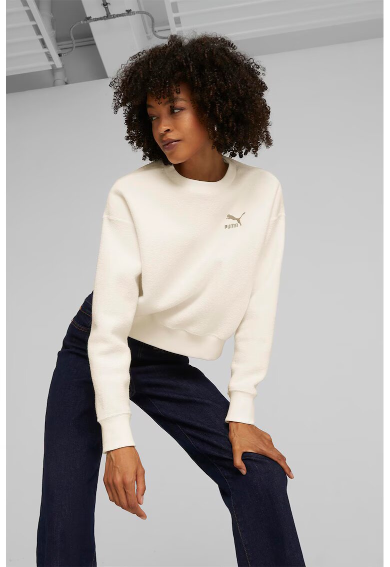 Puma Bluza sport cu decolteu la baza gatului Classics - Alb fildes