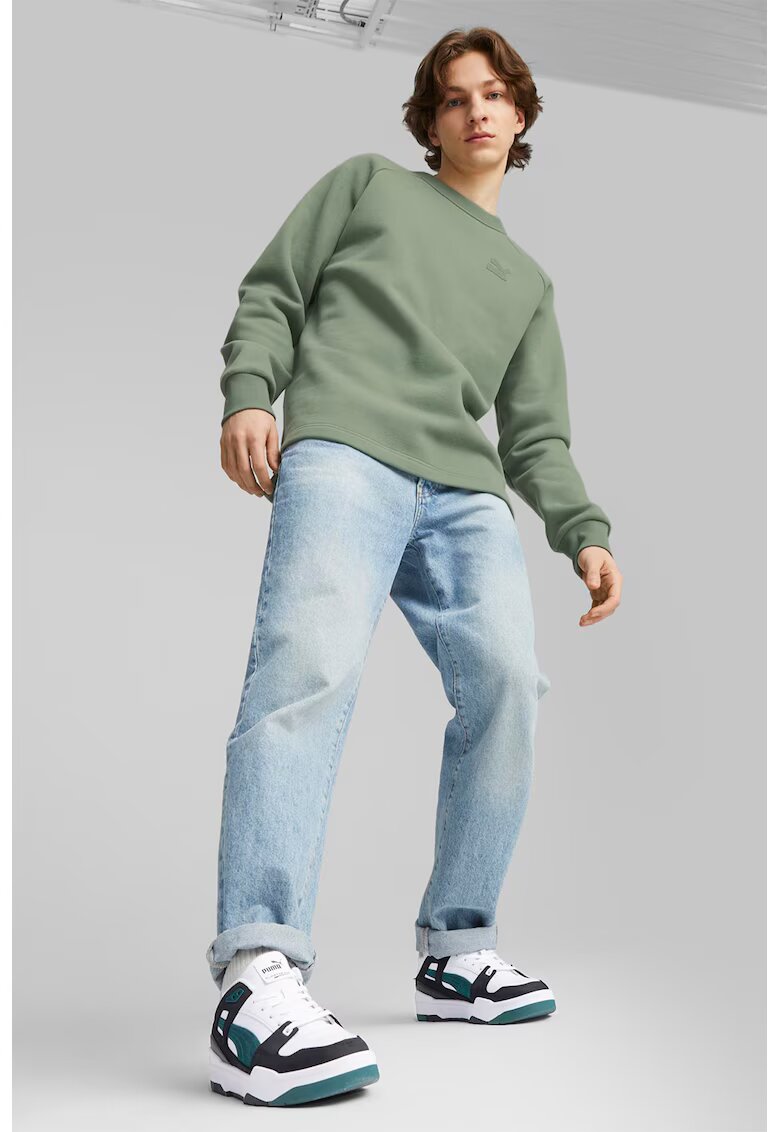 Puma Bluza sport cu decolteu la baza gatului si maneci raglan Classics - Verde feriga