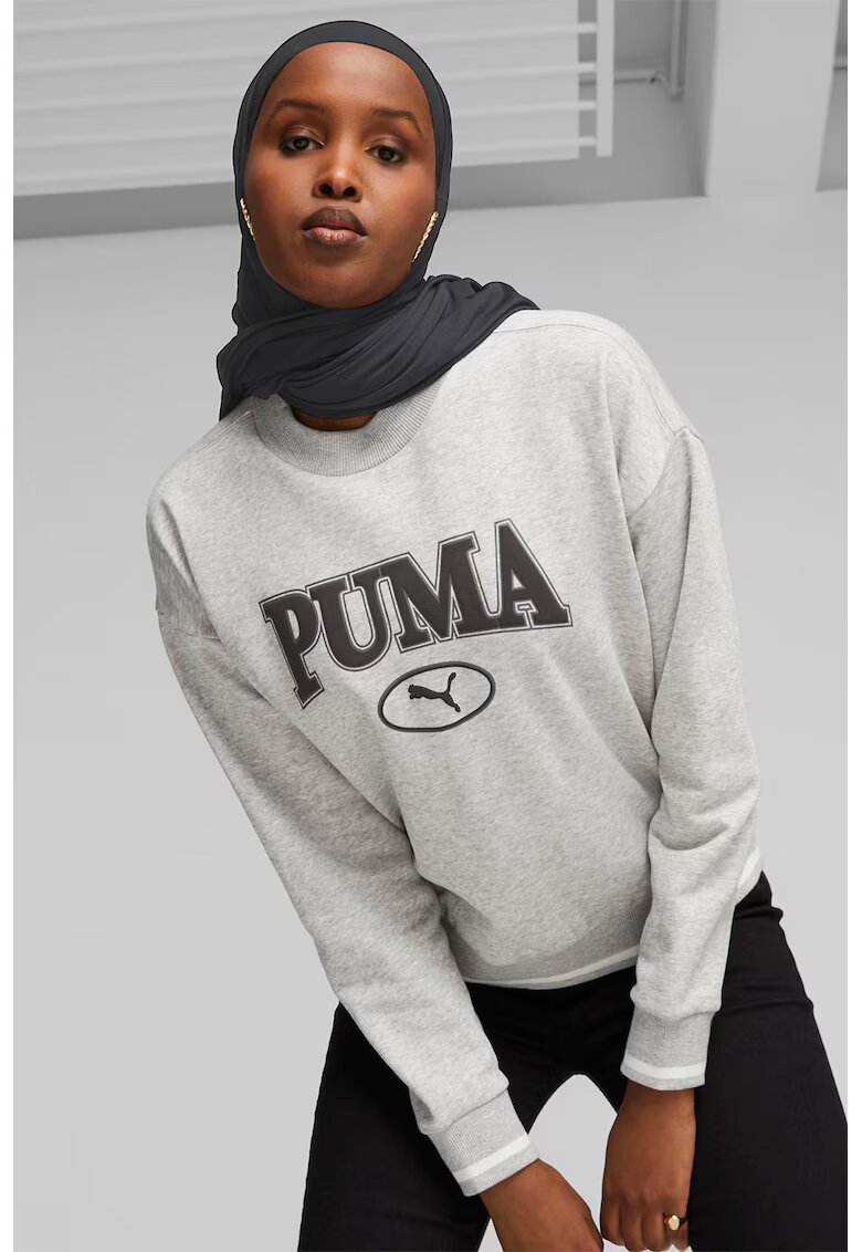 Puma Bluza sport cu imprimeu logo Squad - Negru/Gri deschis melange