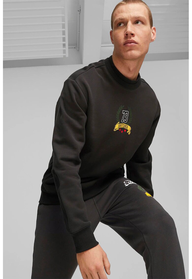 Puma Bluza sport supradimensionata cu decolteu la baza gatului Hoop - Negru