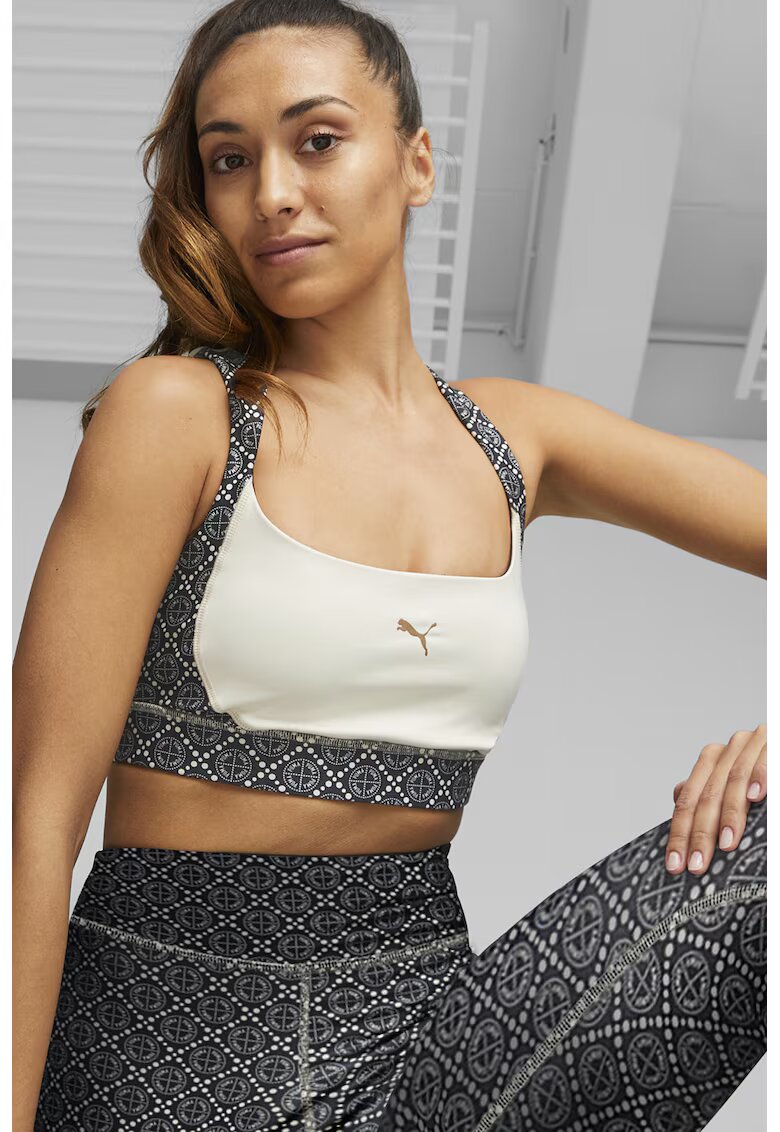 Puma Bustiera cu decupaj racerback pentru fitness Love - Negru/Alb murdar