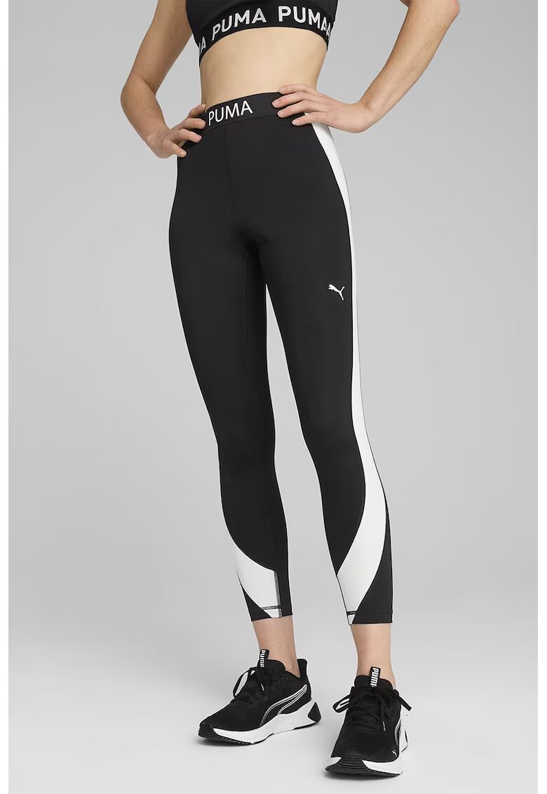 Puma Colanti crop cu talie inalta - pentru fitness Strong - Alb/Negru