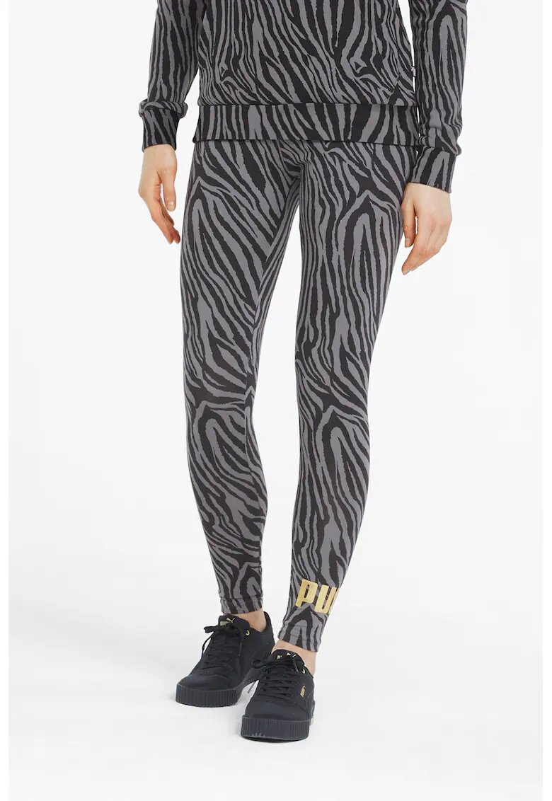Puma Colanti cu animal print Essentials - Negru/Gri carbune