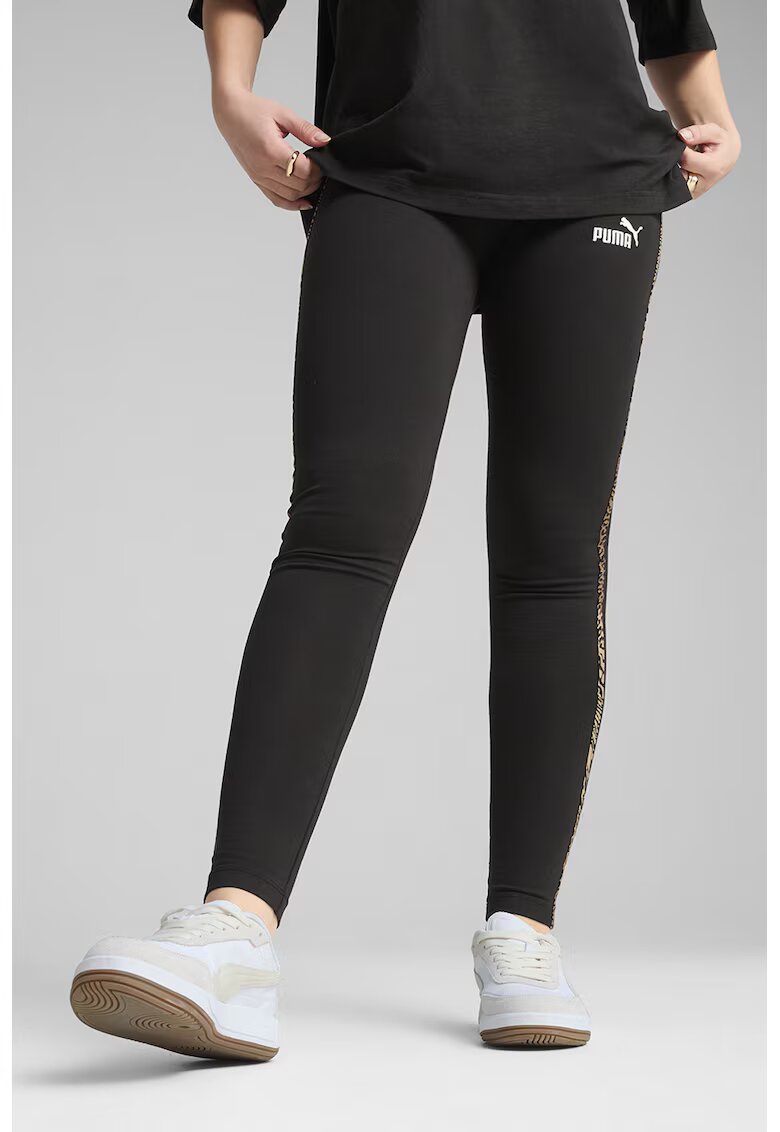 Puma Colanti din amestec de bumbac cu animal print - Negru/Maro