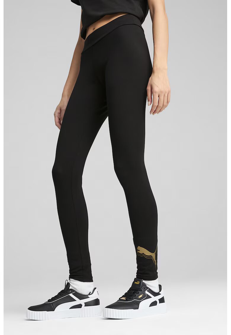 Puma Colanti din amestec de bumbac cu detaliu logo - Auriu/Negru