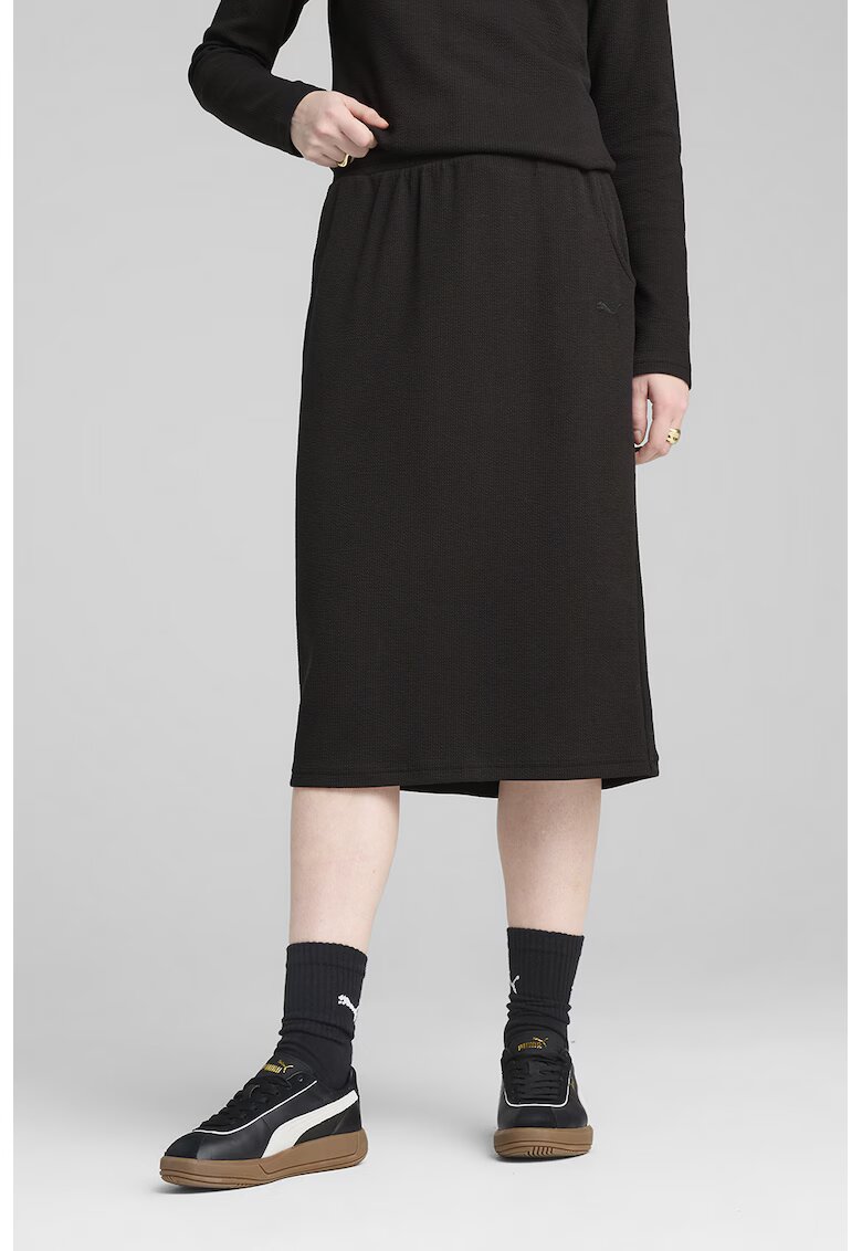 Puma Fusta midi cu talie elastica - Negru