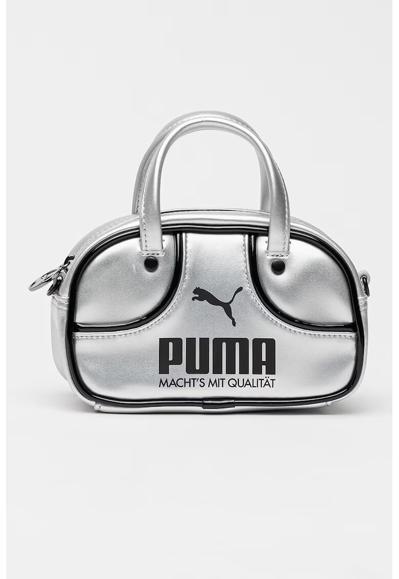 Puma Geanta crossbody cu imprimeu logo Metallic - Negru/Argintiu