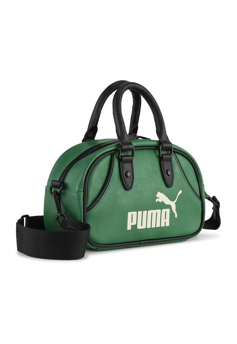 Puma Geanta crossbody din piele ecologica cu logo Archive - 2.5L - Negru/Verde aquamarin