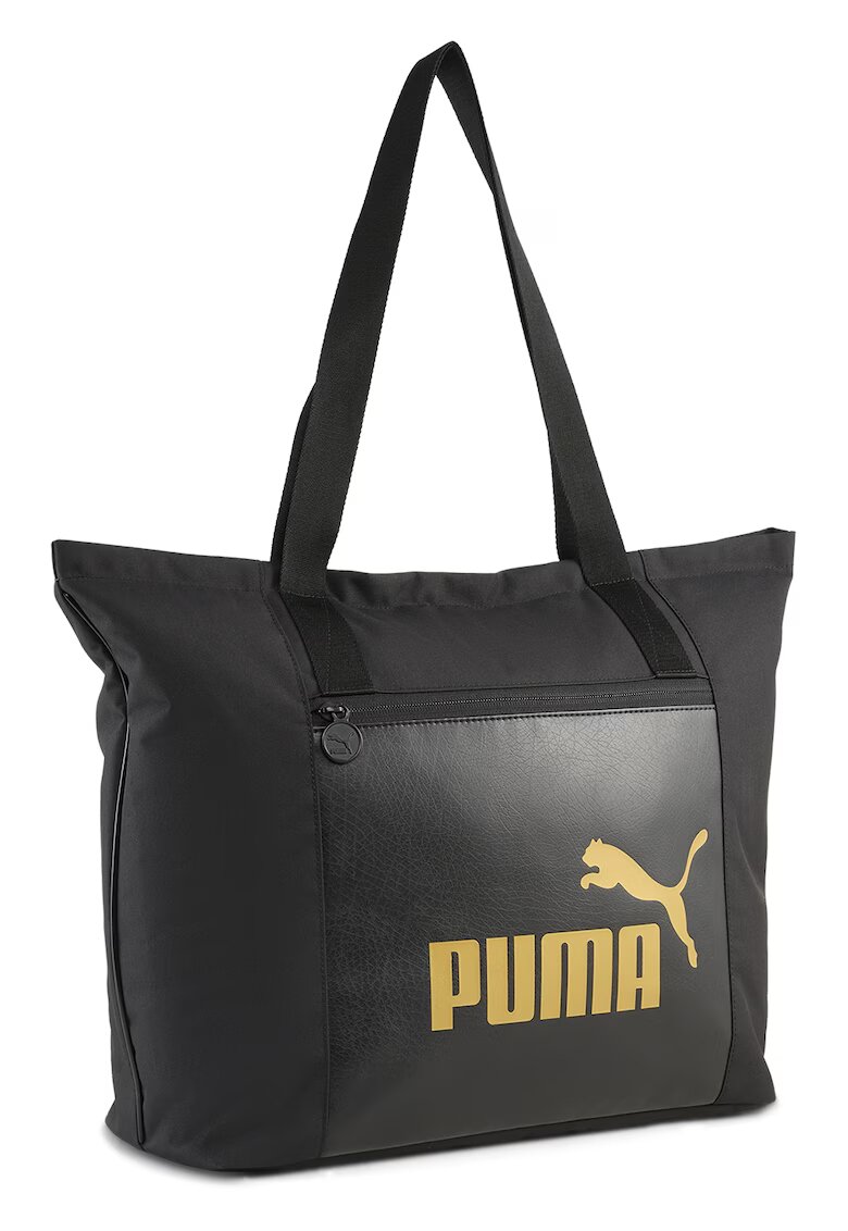 Puma Geanta shopper din material textil cu buzunar frontal cu fermoar - Auriu/Negru