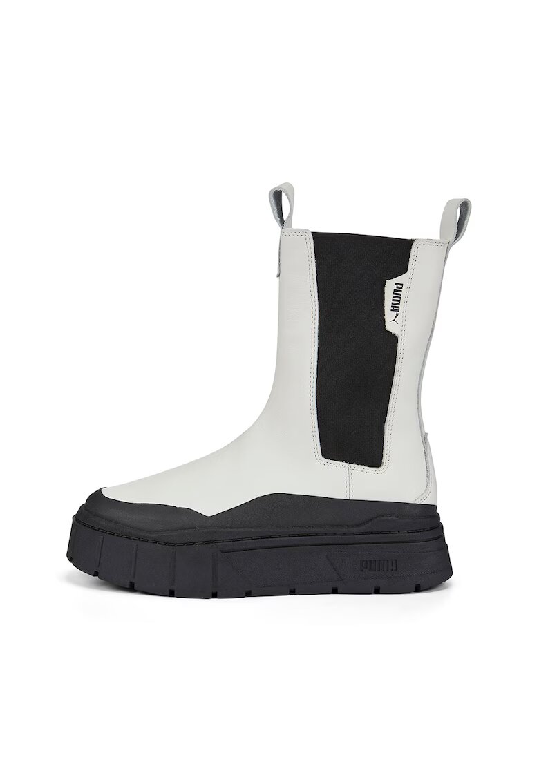 Puma Ghete Chelsea de piele cu segmente din material textil Mayze Stack - Negru/Gri melange
