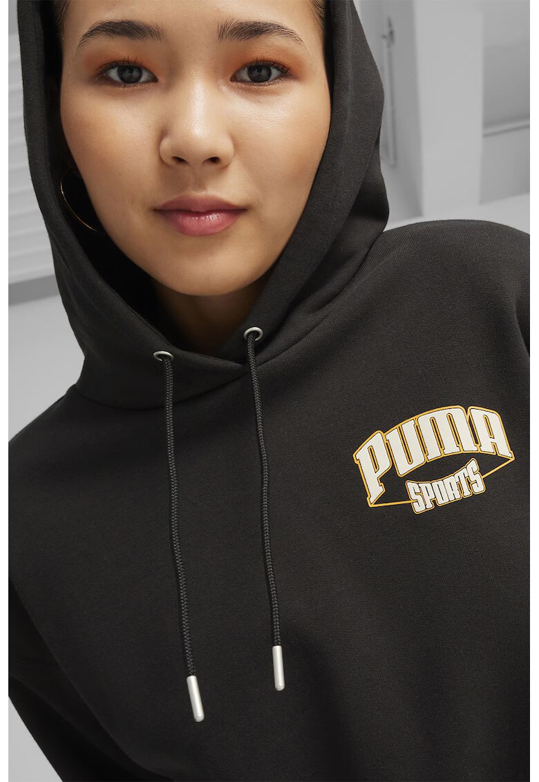 Puma Hanorac crop cu maneci cazute team For The Fanbase - Negru