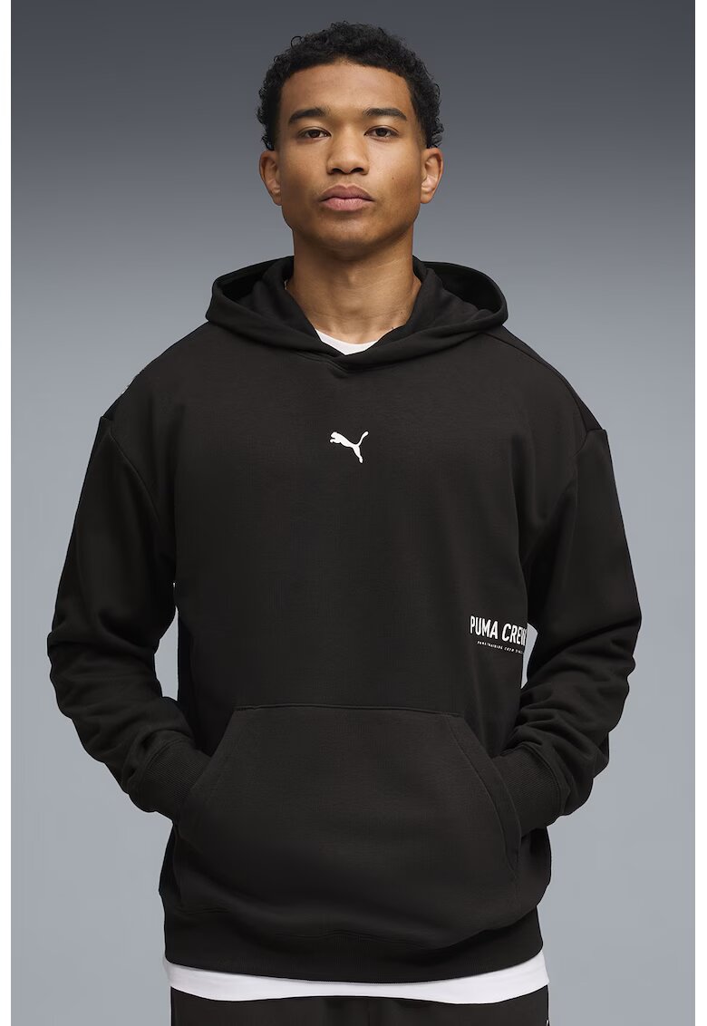 Puma Hanorac cu buzunar kangaroo si imprimeu logo - Negru