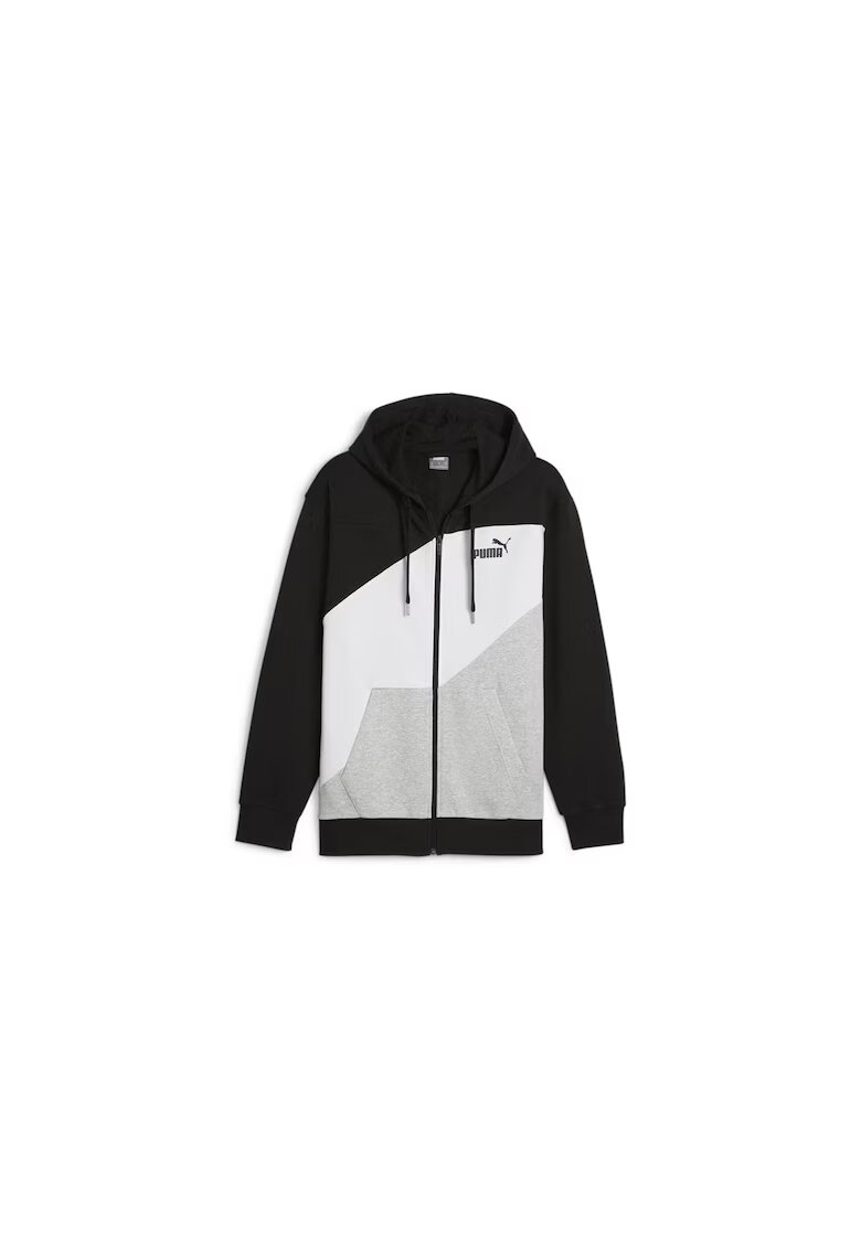 Puma Hanorac cu fermoar si gluga Power Colorblock Multicolor Bumbac - Negru/Gri