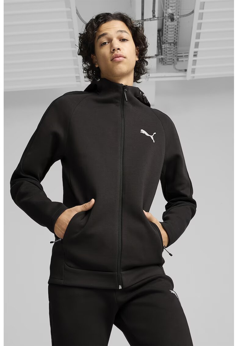 Puma Hanorac cu fermoar si maneci raglan Evostriped - Negru
