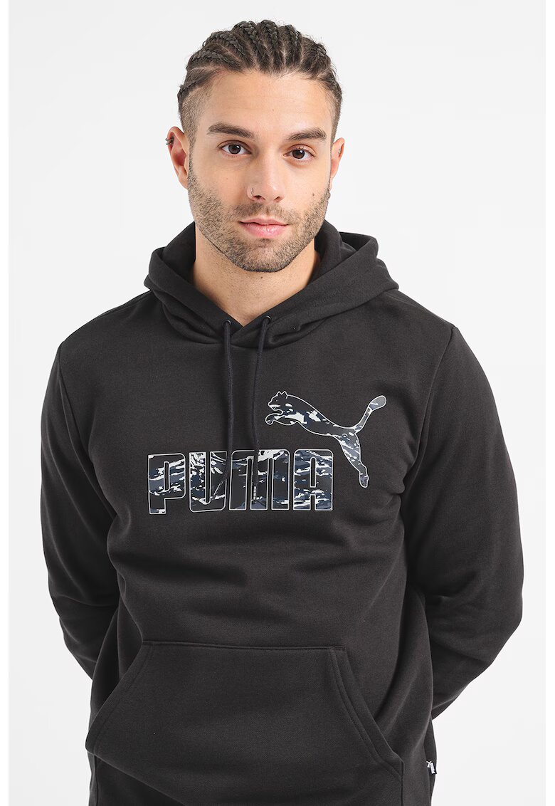 Puma Hanorac cu imprimeu logo si snur de ajustare - Negru stins