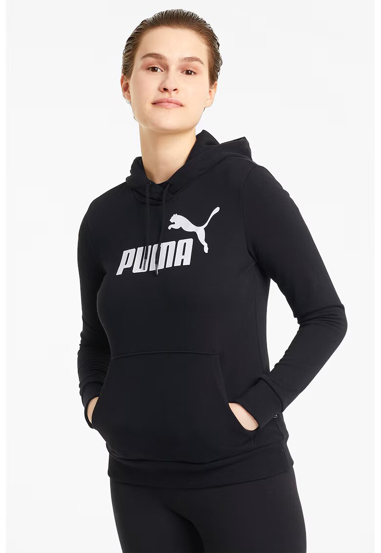 Puma Hanorac cu imprimeu logo si snururi de ajustare Essentials - Alb/Negru