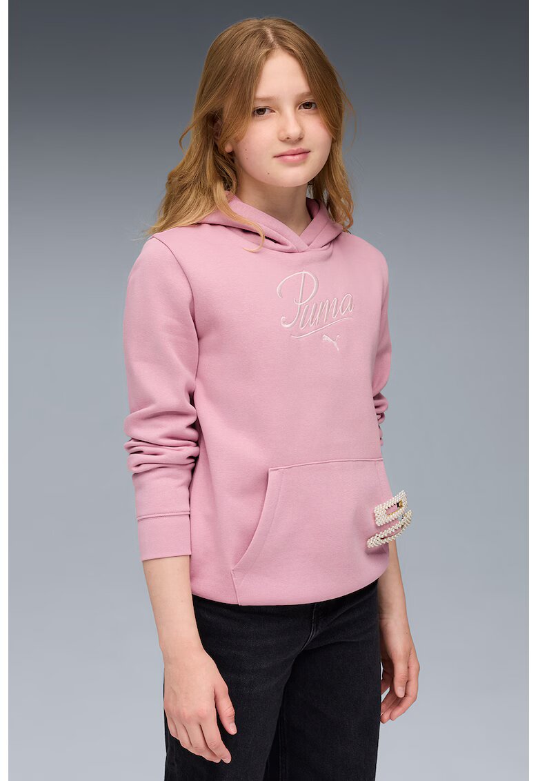 Puma Hanorac cu logo brodat ESS - Alb/Roz deschis