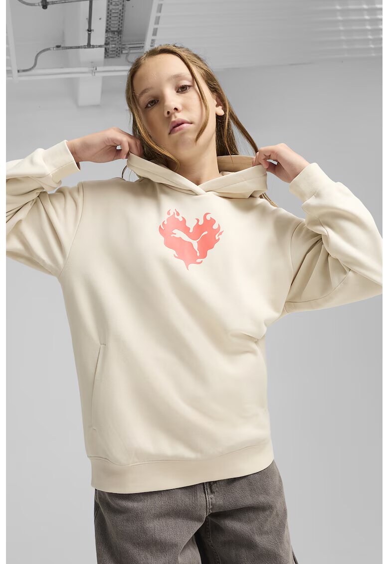Puma Hanorac lejer cu imprimeu logo - Crem