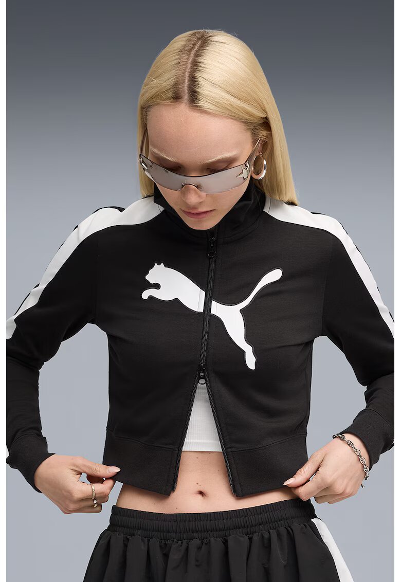 Puma Jacheta crop cu imprimeu logo Archive T7 - Negru/Alb optic