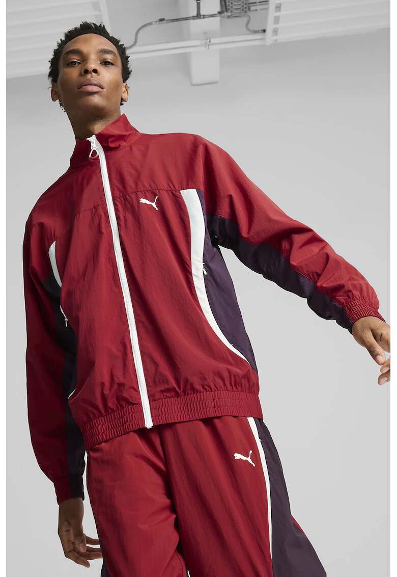 Puma Jacheta cu model colorblock Celebrator - Rosu/Alb