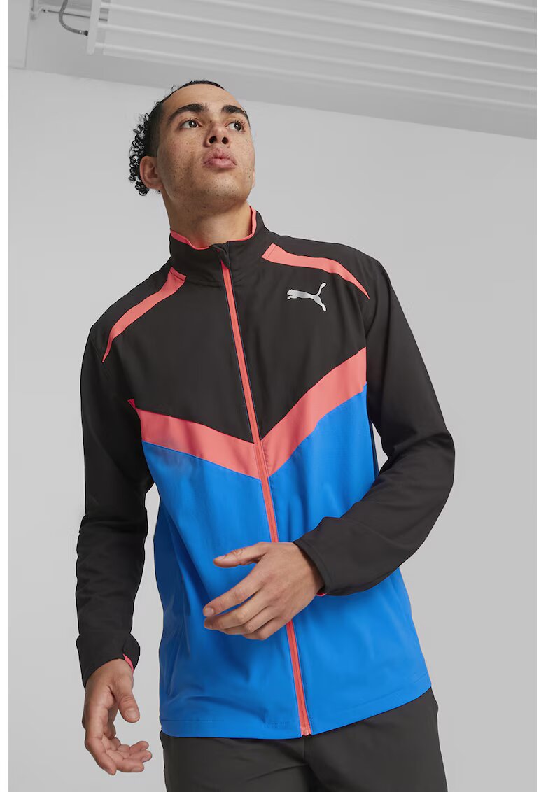 Puma Jacheta cu model colorblock pentru alergare Ultraweave - Negru/Roz somon/Albastru