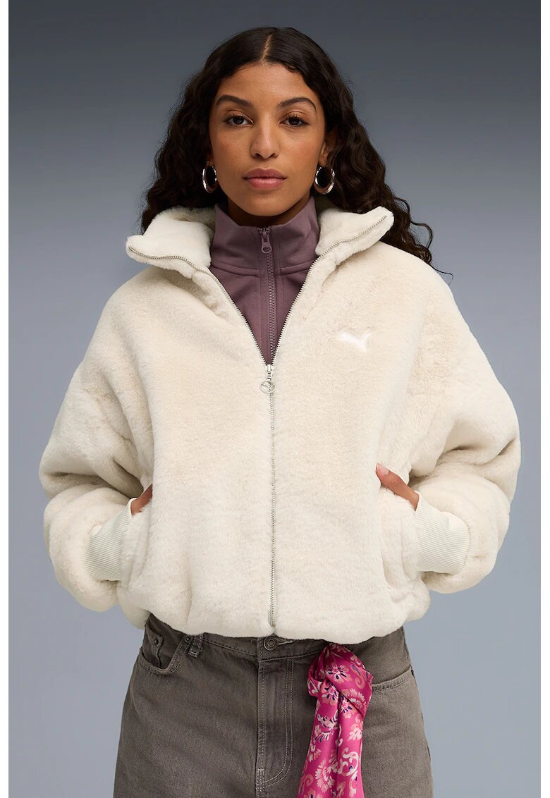 Puma Jacheta din fleece Essentials Soft - Bej deschis
