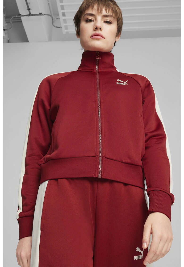 Puma Jacheta sport cu logo Iconic - Rosu inchis/Crem