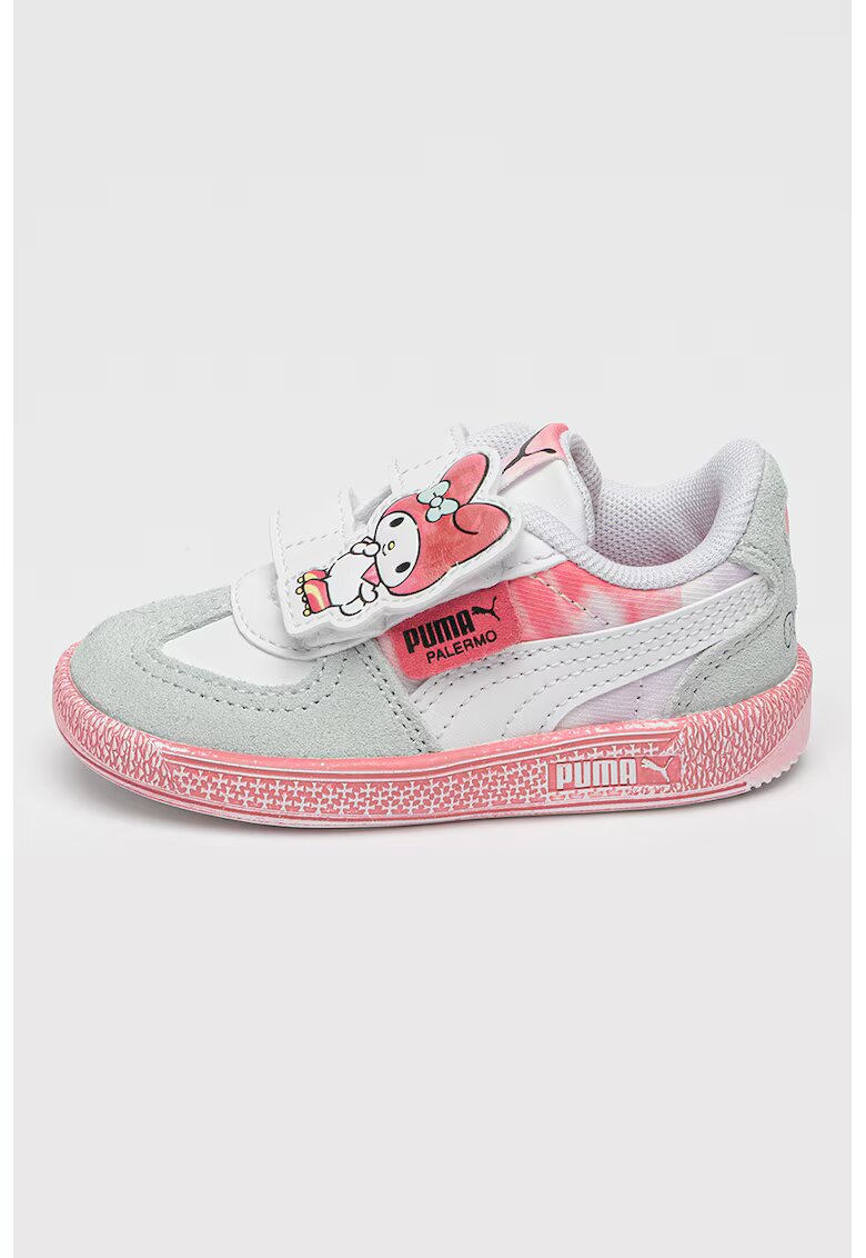 Puma Palermo Hello Kitty & Friends - Pantofi sport cu garnituri de piele intoarsa - Alb/Verde/Roz