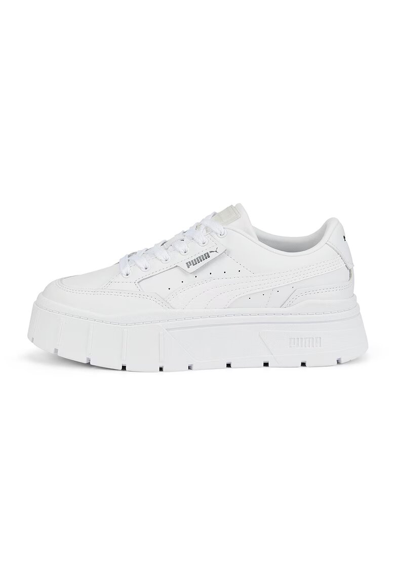 Puma Panofi sport flatform de piele cu logo Mayze Stack - Alb