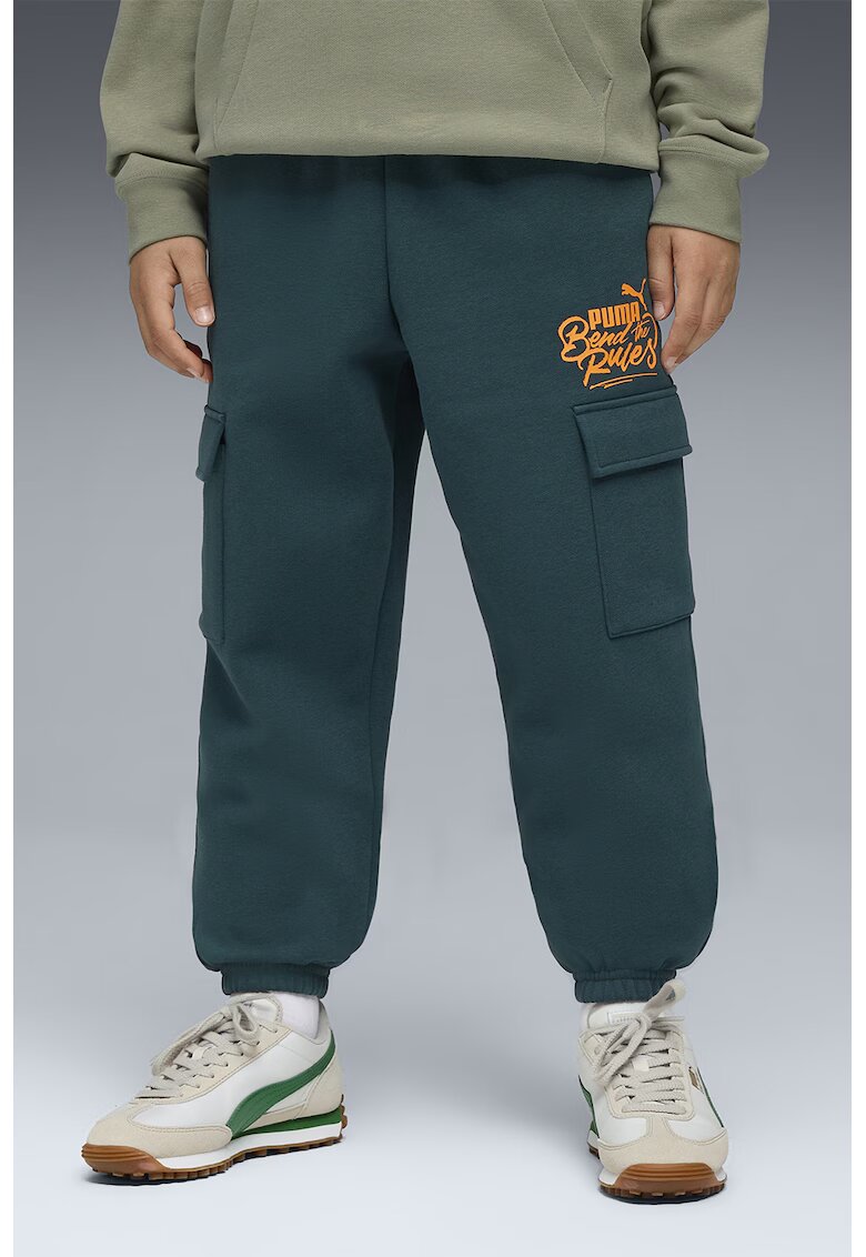 Puma Pantaloni cargo de trening cu imprimeu logo - Verde englez
