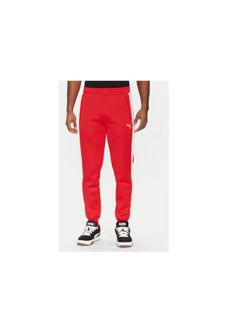 Puma Pantaloni de trening barbati 629588 - Poliester reciclat/Bumbac - Rosu - Rosu