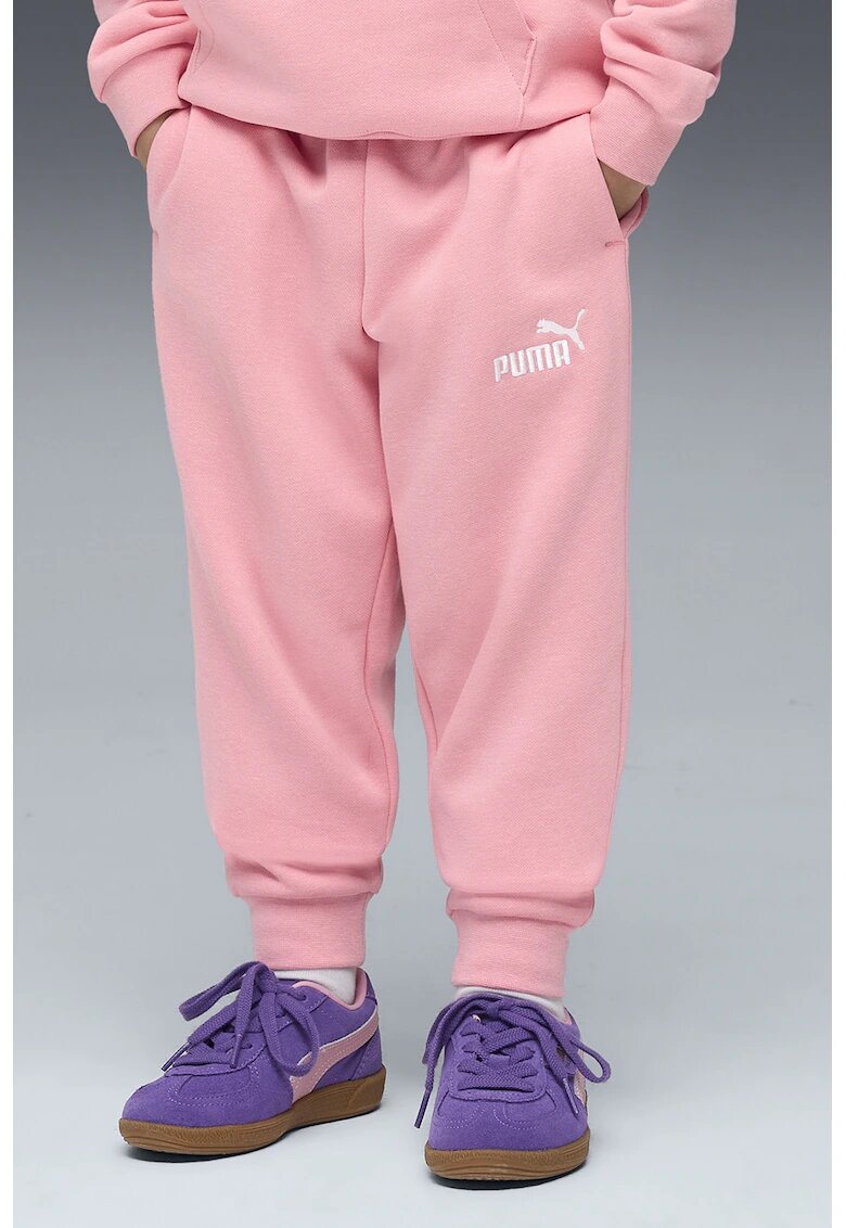 Puma Pantaloni de trening cu banda elastica in talie si logo ESS No. 1 Logo - Roz somon