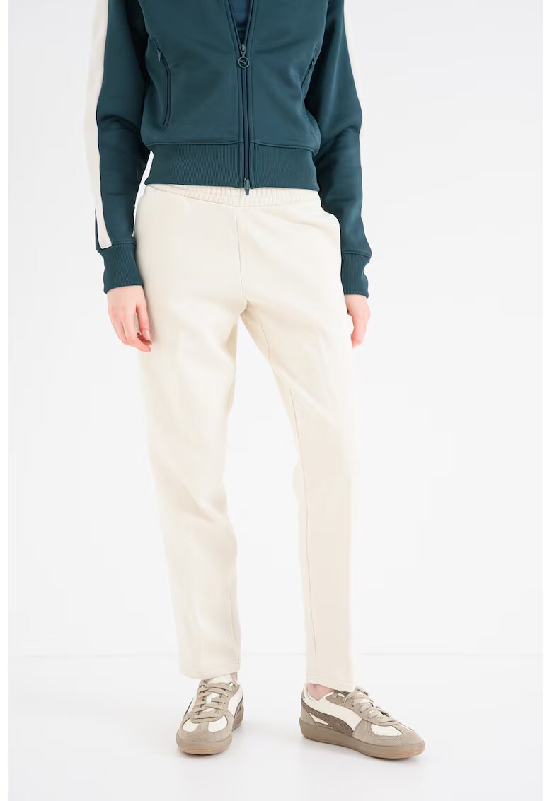 Puma Pantaloni de trening cu benzi laterale cu logo Essentials - Alb fildes