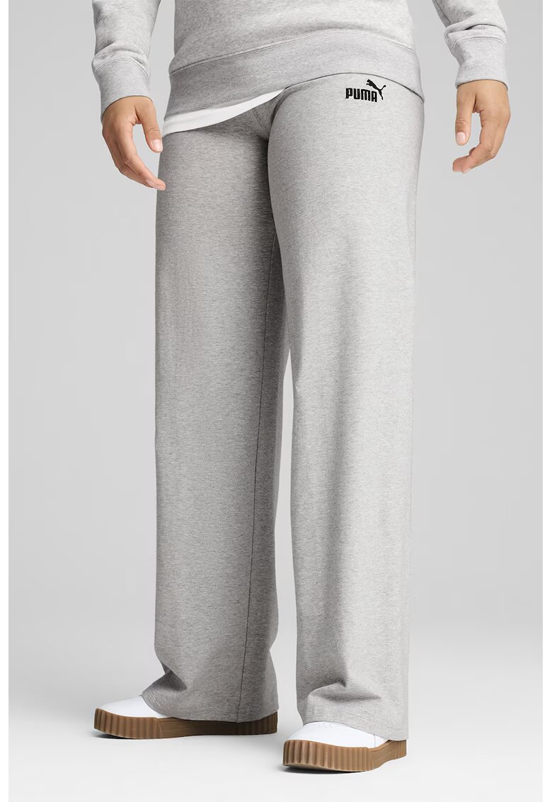 Puma Pantaloni de trening cu croiala ampla si detaliu logo - Gri deschis