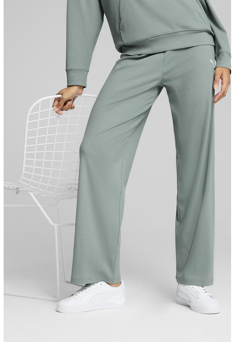 Puma Pantaloni de trening cu croiala ampla si logo - Verde deschis