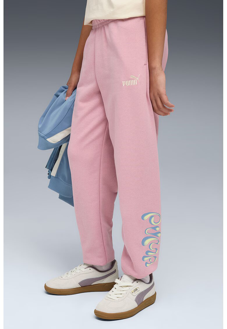 Puma Pantaloni de trening cu imprimeu logo - Roz deschis/Galben pal